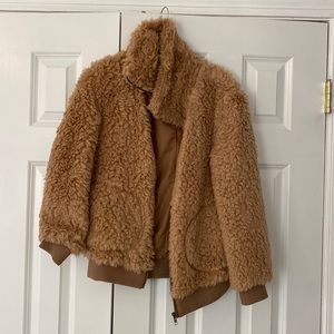 BB Dakota faux fur brown bomber jacket